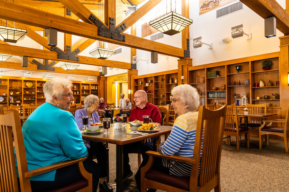  4 people eating in bistro